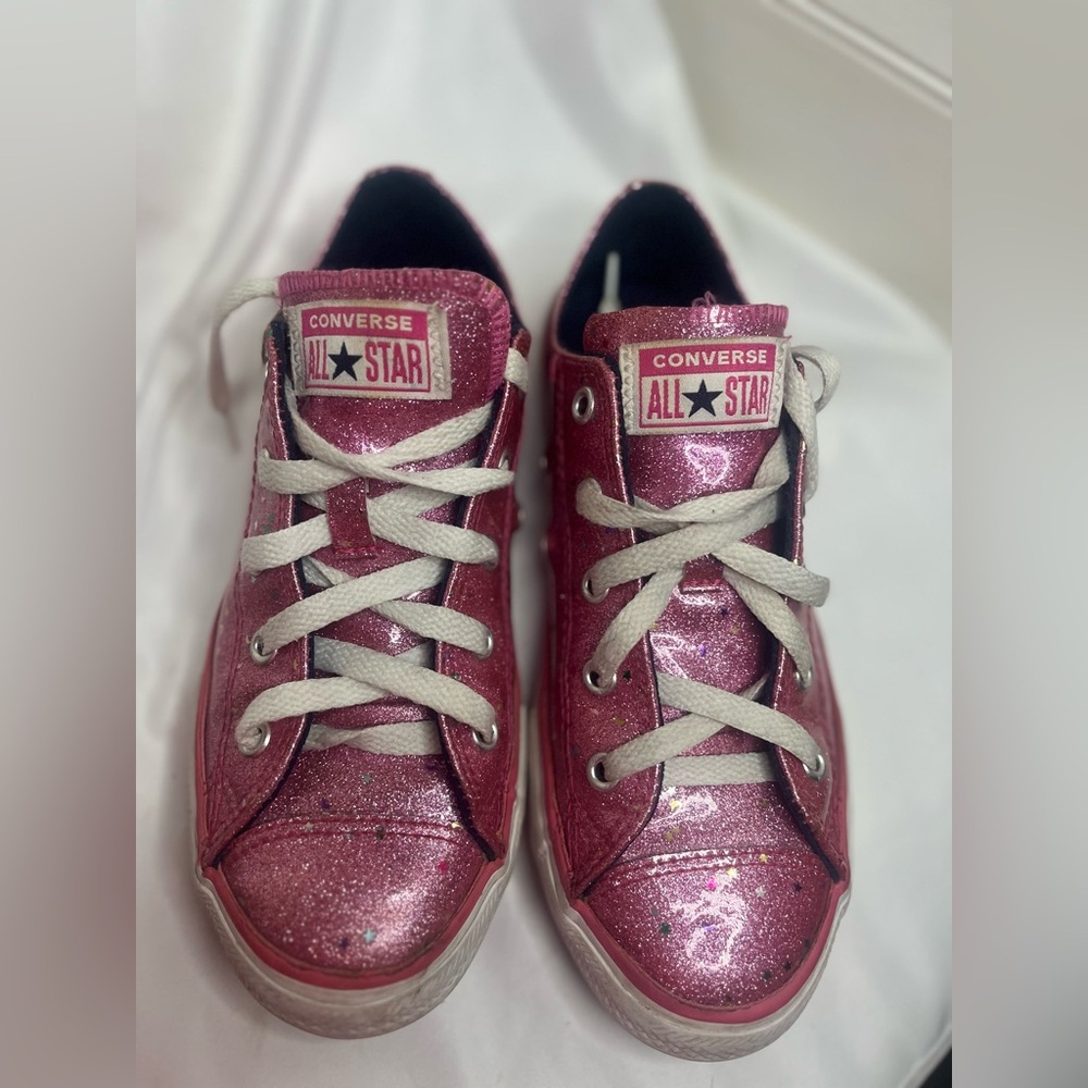 CONVERSE Girls Glittery Pink All Star Sneakers